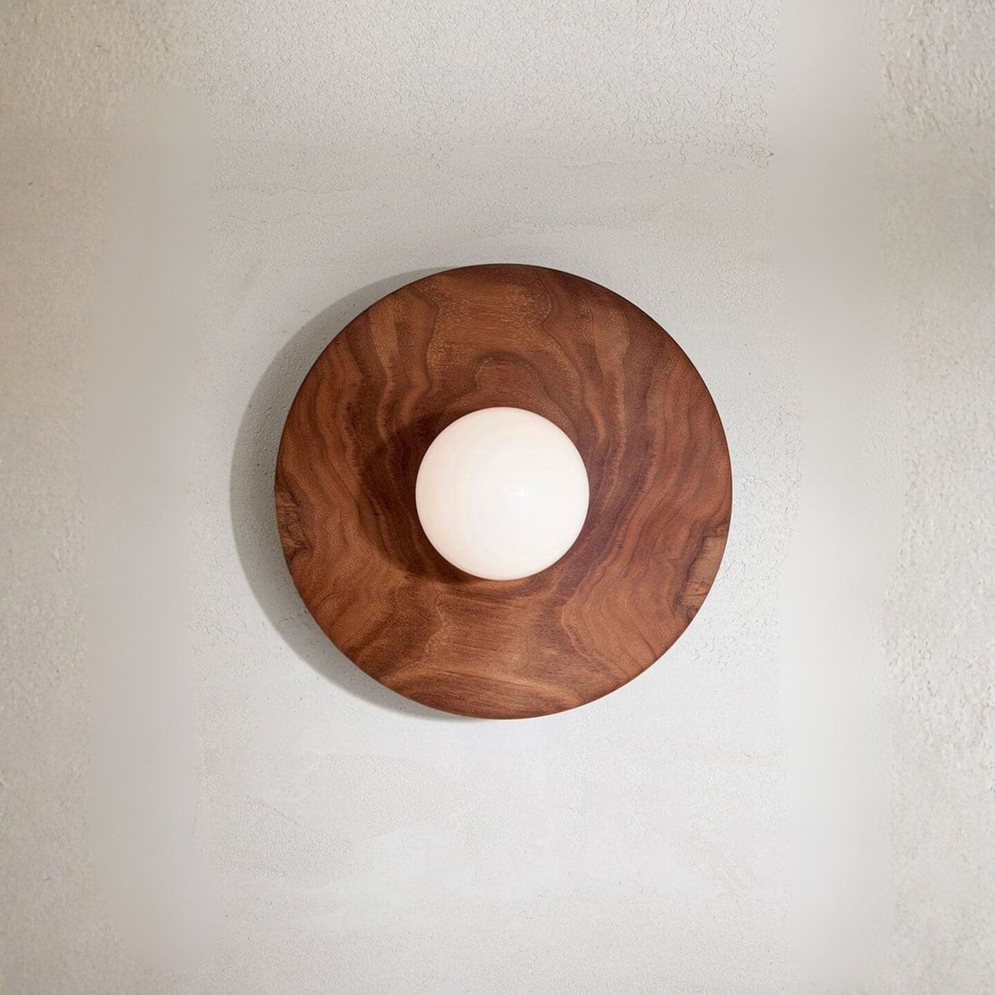Bright Beads Disc Wall Light Walnut & Brushed Black